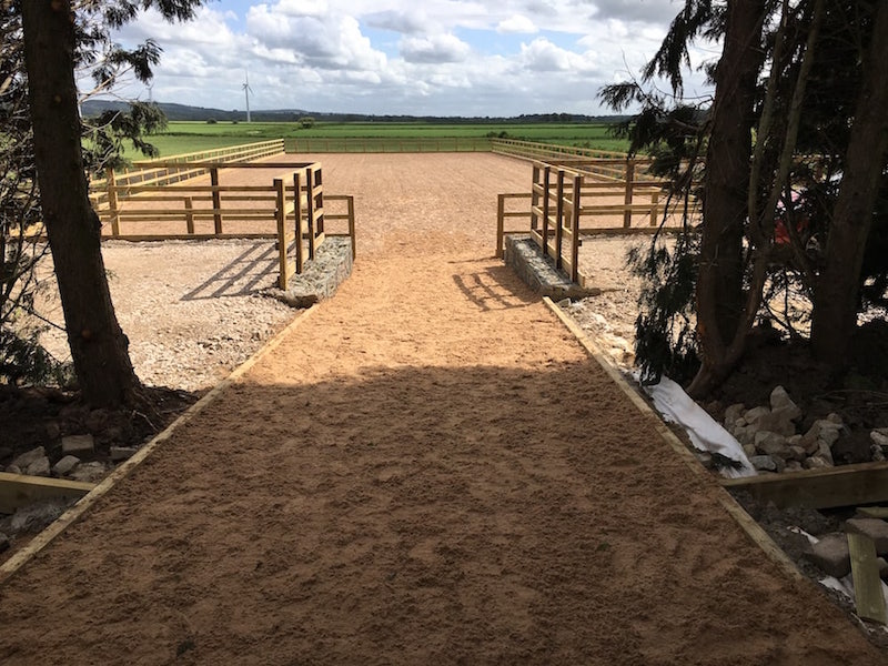outdoor horse arena entrance view